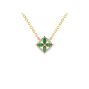 Pendentif Émeraudes marquises et diamants naturels ronds 0.49 carat or jaune 14 carats Paolina